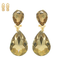 TEARDROP-CUT CRYSTAL CLIP-ON EARRINGS